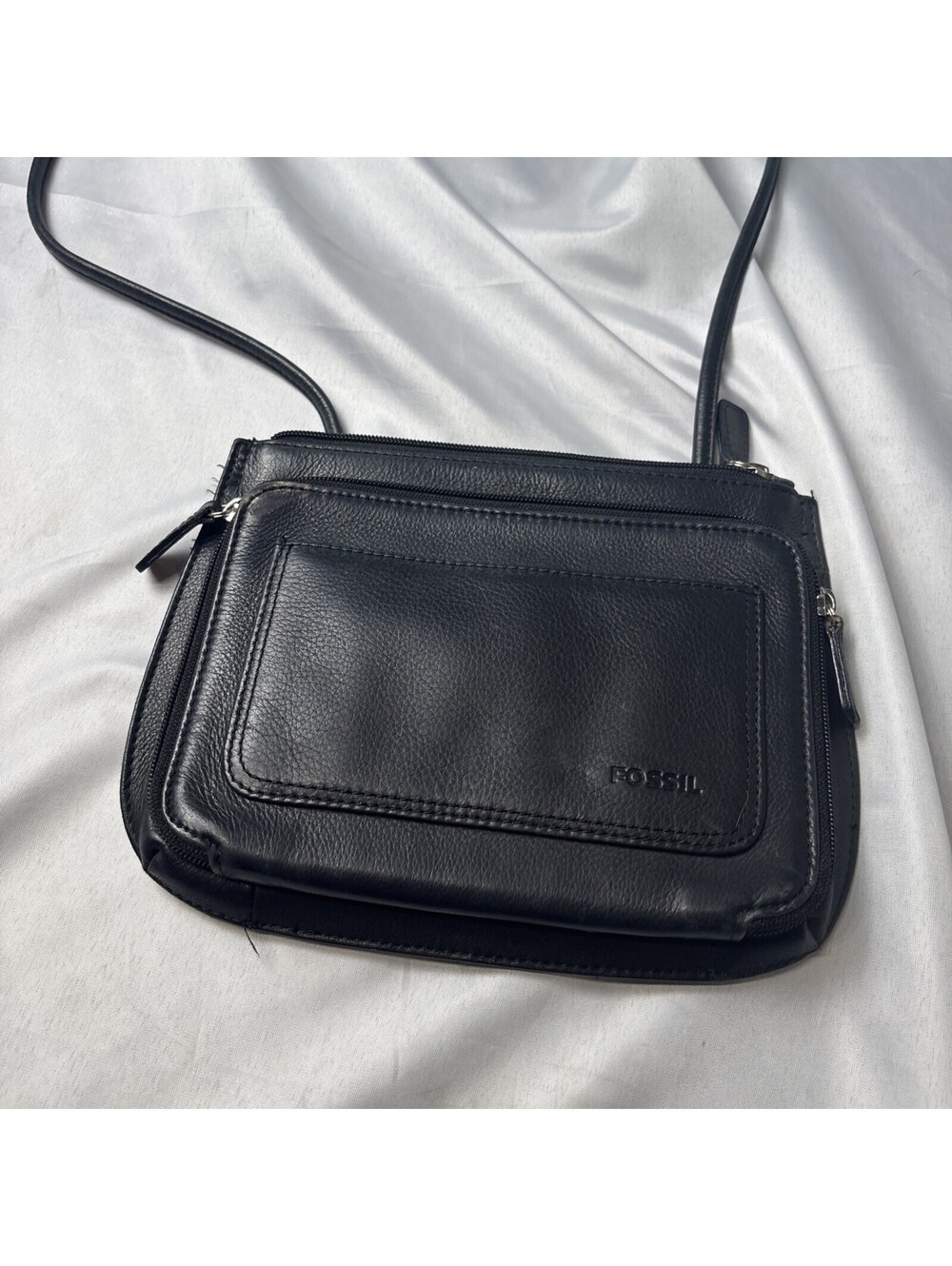 Fossil Black Leather Crossbody Bag